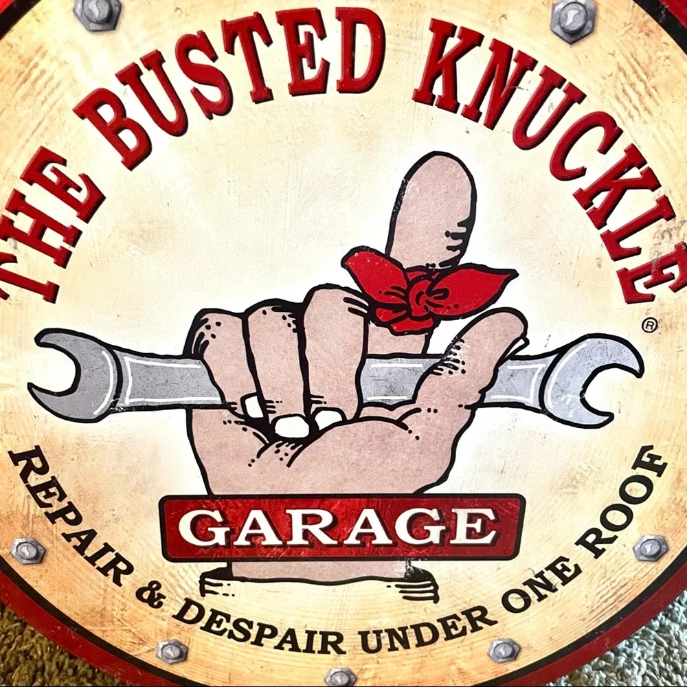 NEW Heavy Duty Steel The Busted Knuckle Repair Garage Metal Sign